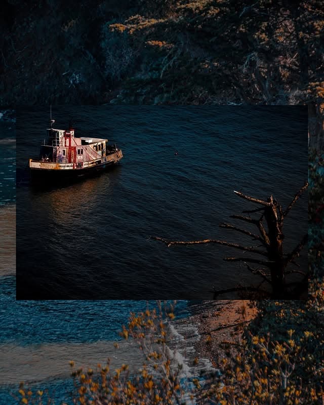 Boat on the water off Angel Island